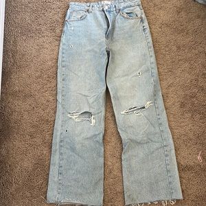 ZARA STRAIGHT LEG HIGH WAISTED JEANS
